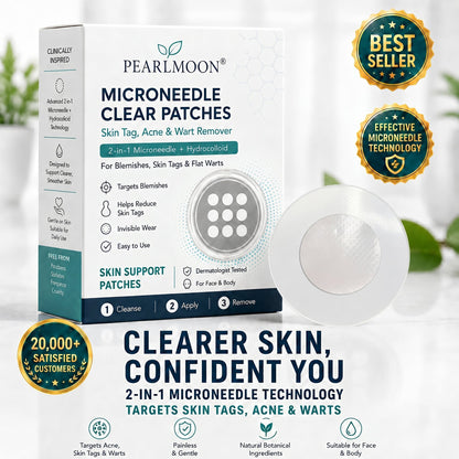 𝗣𝗘𝗔𝗥𝗟𝗠𝗢𝗢𝗡® 💚💚 𝟮-𝗶𝗻-𝟭 𝗠𝗶𝗰𝗿𝗼𝗻𝗲𝗲𝗱𝗹𝗲 & 𝗛𝘆𝗱𝗿𝗼𝗰𝗼𝗹𝗹𝗼𝗶𝗱 𝗣𝗮𝘁𝗰𝗵 | 𝗥𝗲𝗺𝗼𝘃𝗲𝘀 𝗥𝗮𝗶𝘀𝗲𝗱 𝗠𝗼𝗹𝗲𝘀, 𝗔𝗰𝗻𝗲, 𝗙𝗹𝗮𝘁 𝗪𝗮𝗿𝘁𝘀 & 𝗦𝗸𝗶𝗻 𝗧𝗮𝗴𝘀 | 𝗛𝗲𝗹𝗽𝘀 𝗜𝗺𝗽𝗿𝗼𝘃𝗲 𝗪𝗿𝗶𝗻𝗸𝗹𝗲𝘀, 𝗦𝗰𝗮𝗿𝘀 & 𝗕𝗹𝗲𝗺𝗶𝘀𝗵𝗲𝘀 | 𝗜𝗻𝘃𝗶𝘀𝗶𝗯𝗹𝗲 𝗣𝗮𝘁𝗰𝗵𝗲𝘀 𝗳𝗼𝗿 𝗙𝗮𝗰𝗲 & 𝗕𝗼𝗱𝘆