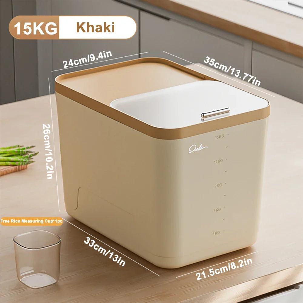 10KG Storage Container – Sealed Cereal, Pet Food, Rice, or Flour  Dispenser with Buckle